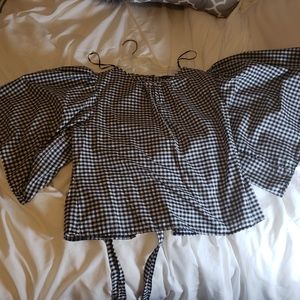 black and white gingham pattern shirt
